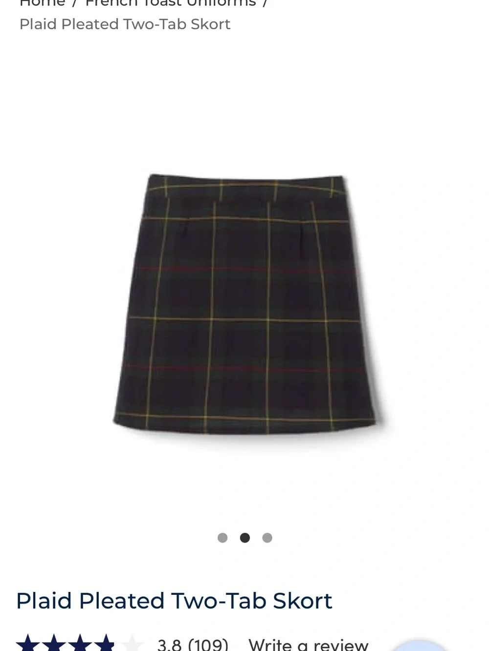 French Toast Plaid Kilt Scooter Skirt Girls 16 Women’s XXS XS Preppy Academia